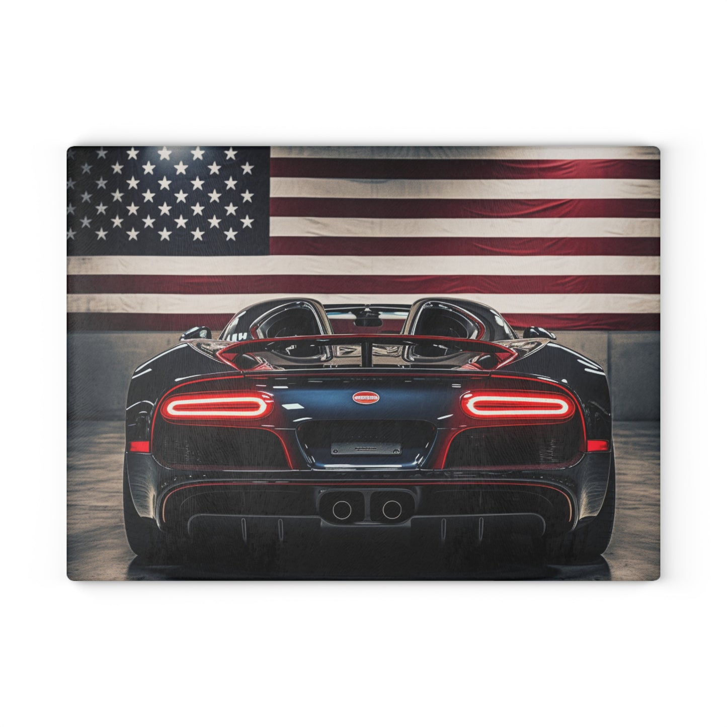 Glass Cutting Board American Flag Background Bugatti 4