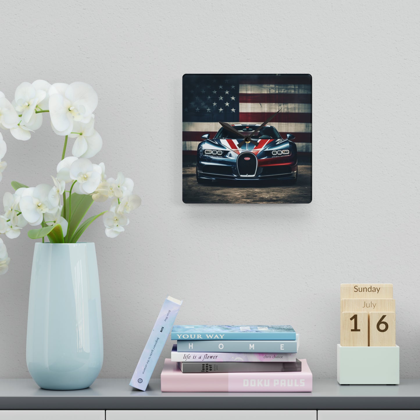 Acrylic Wall Clock Bugatti Flag 2