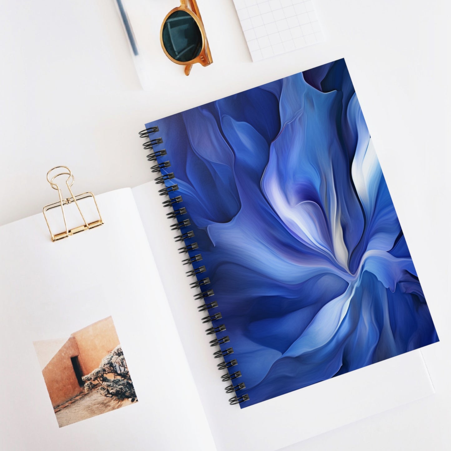 Spiral Notebook - Ruled Line Abstract Blue Tulip 3