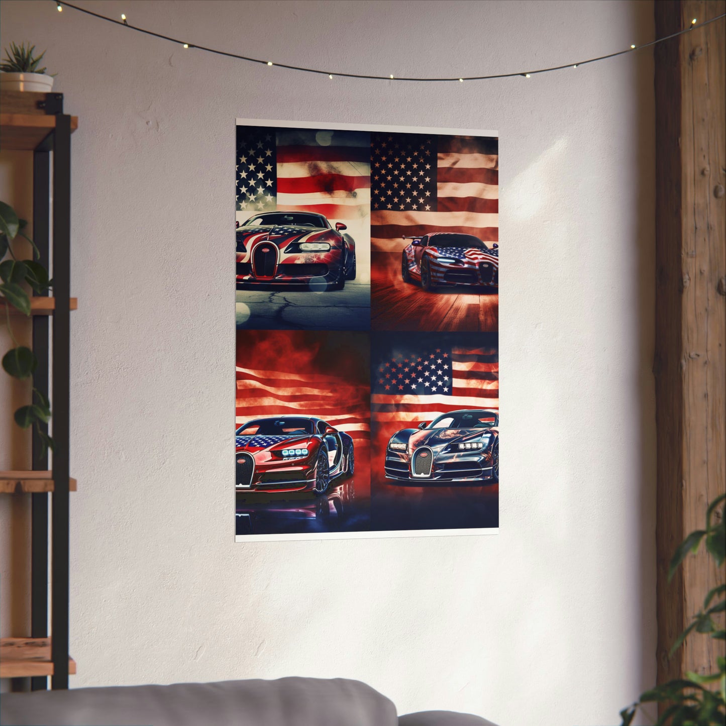 Premium Matte Vertical Posters Abstract American Flag Background Bugatti 5