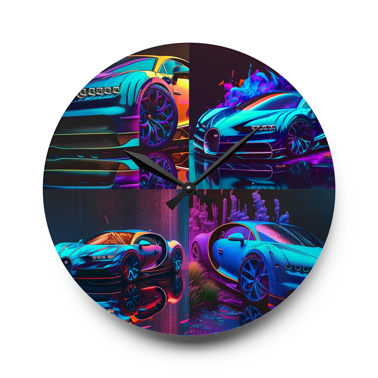 Acrylic Wall Clock Bugatti Neon Chiron 5