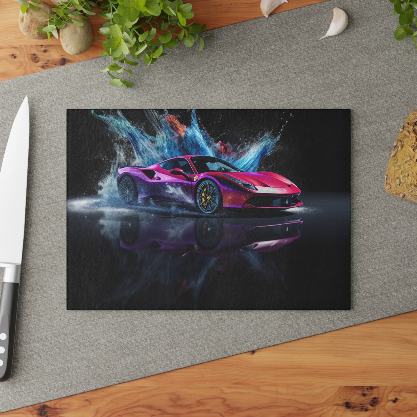 Glass Cutting Board Ferrari Water Splash 4