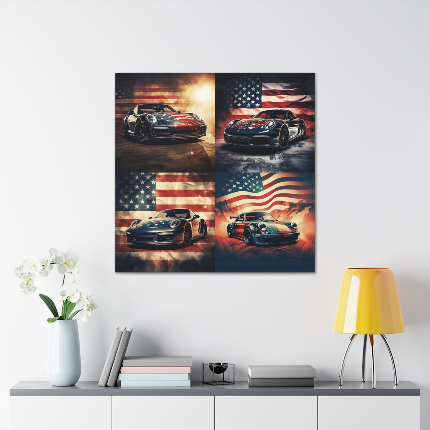 Canvas Gallery Wraps Abstract American Flag Background Porsche 5