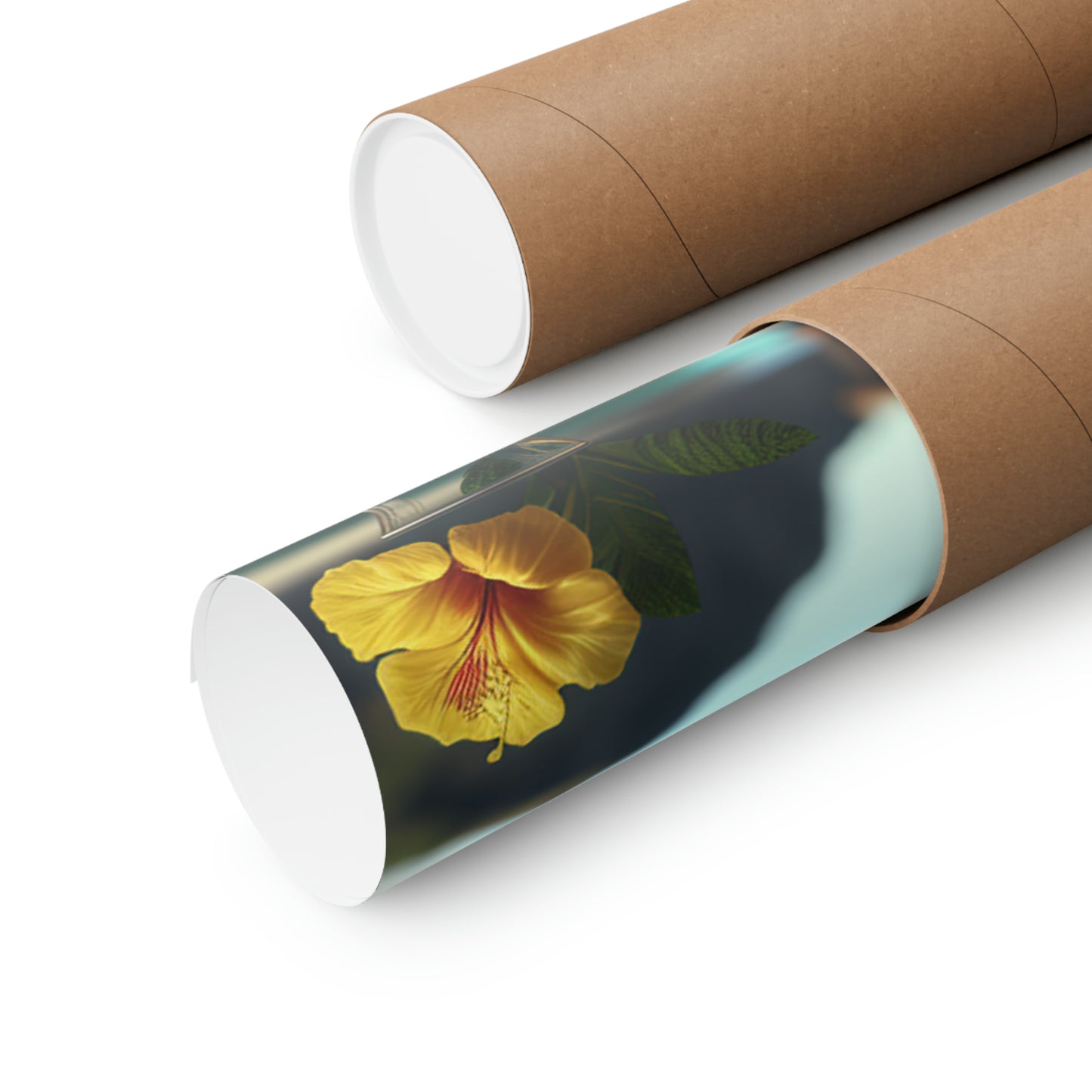 Premium Matte Vertical Posters Yellow Hibiscus Wood 5