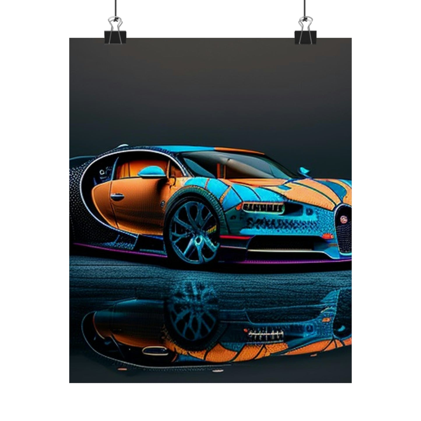 Premium Matte Vertical Posters Bugatti Blue 1