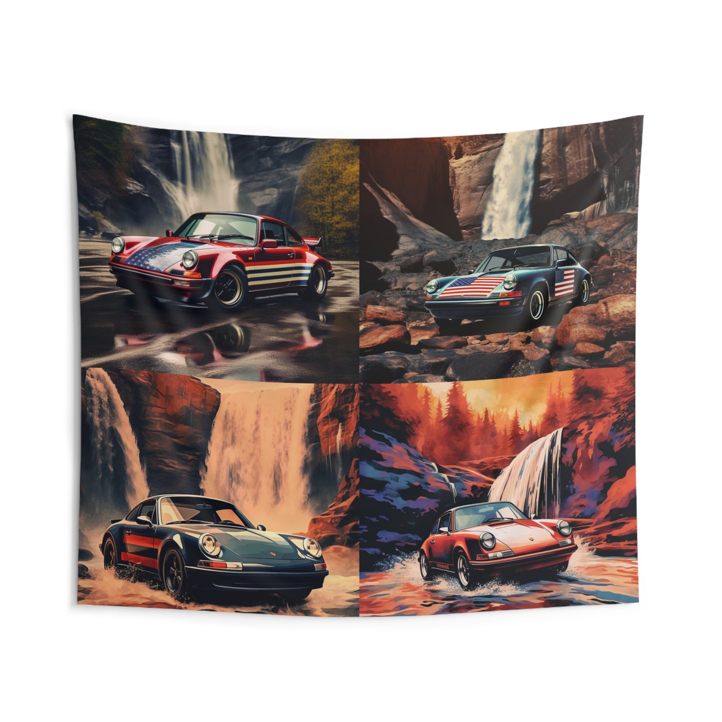 Indoor Wall Tapestries American Flag Porsche Abstract 5