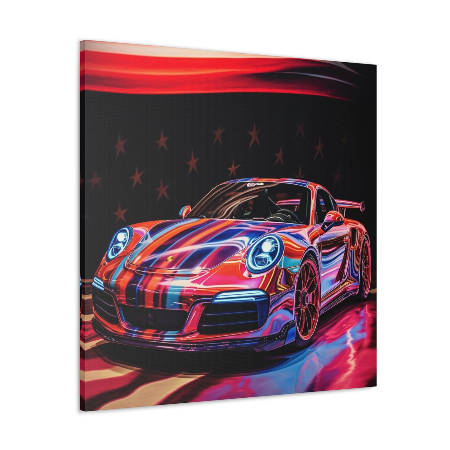 Canvas Gallery Wraps American Flag Colored Porsche 2