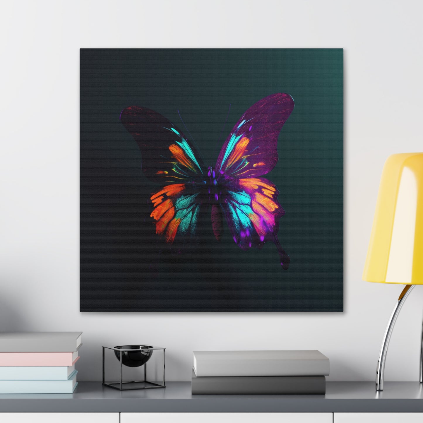 Canvas Gallery Wraps Hyper Colorful Butterfly Purple 4