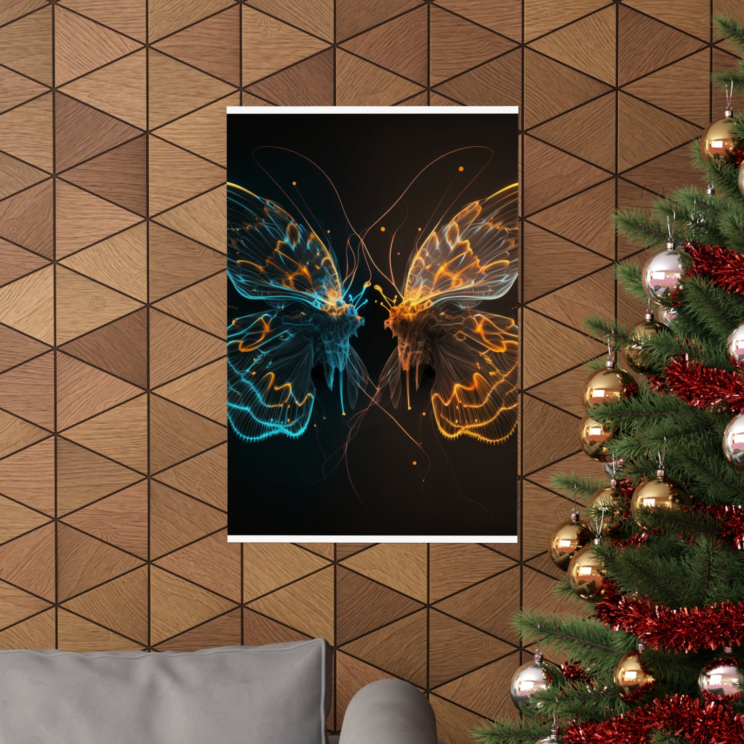 Premium Matte Vertical Posters Neon Glo Butterfly 1