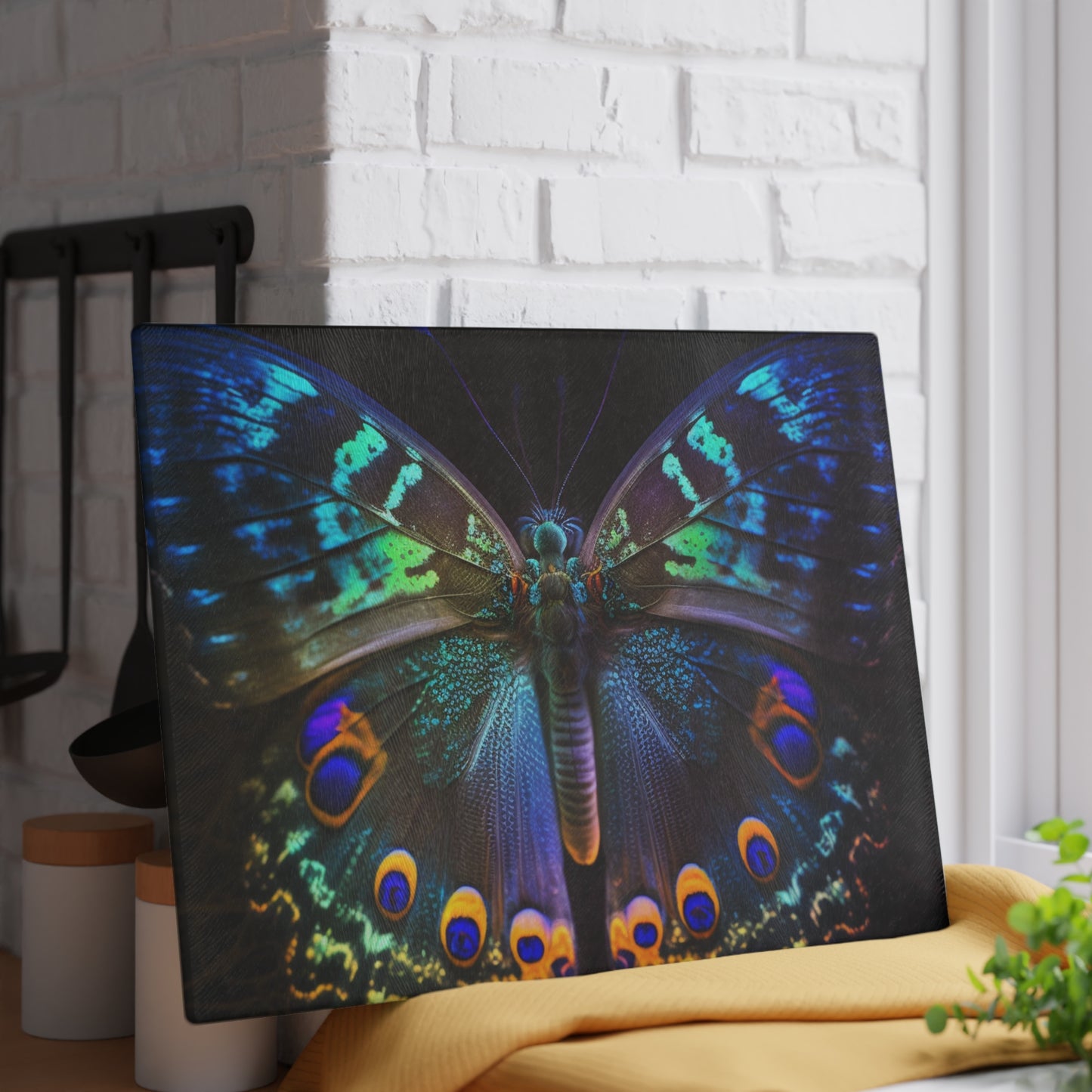 Glass Cutting Board Neon Hue Butterfly 3