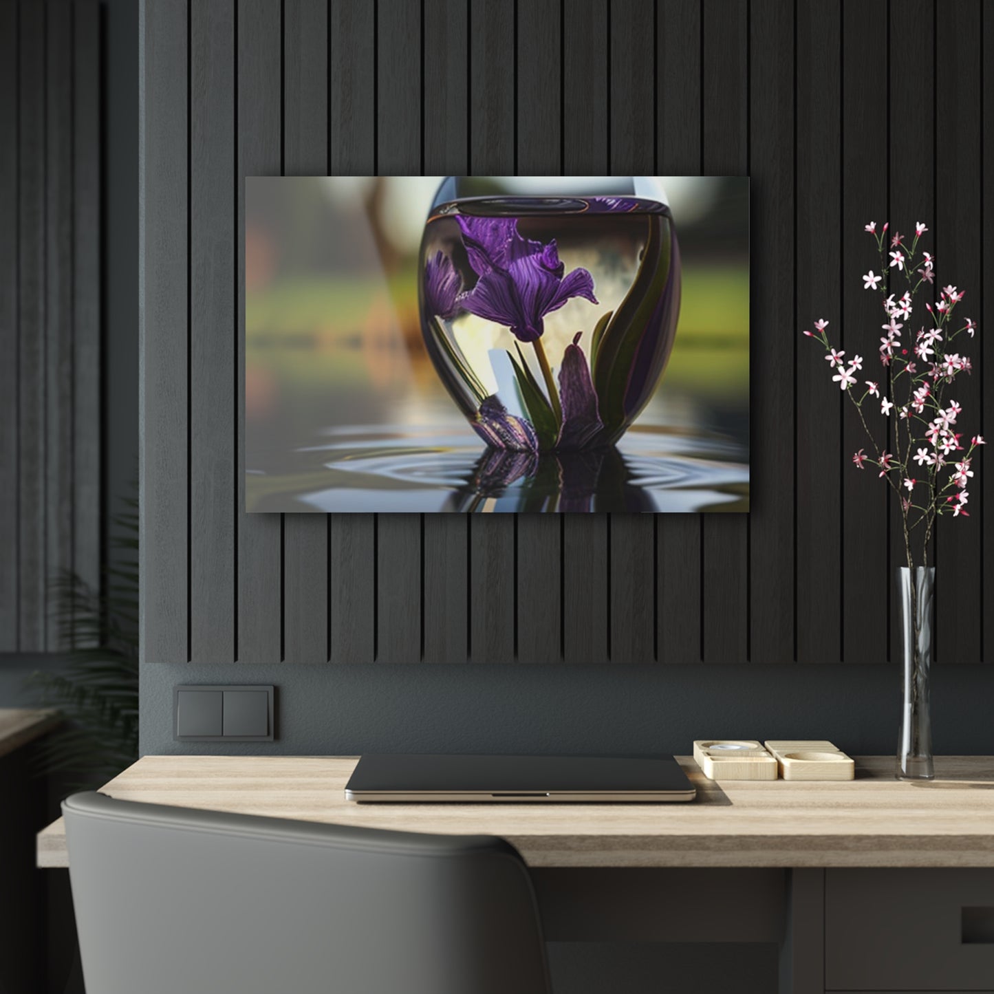 Acrylic Prints Purple Iris in a vase 3