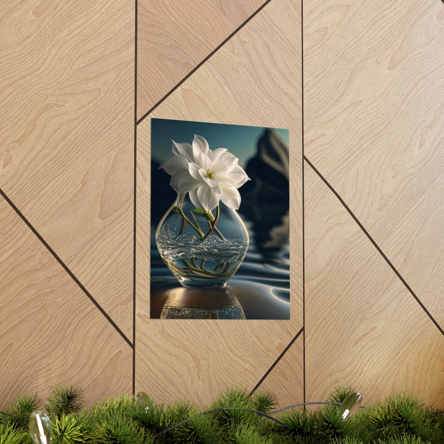 Premium Matte Vertical Posters Jasmine glass vase 4