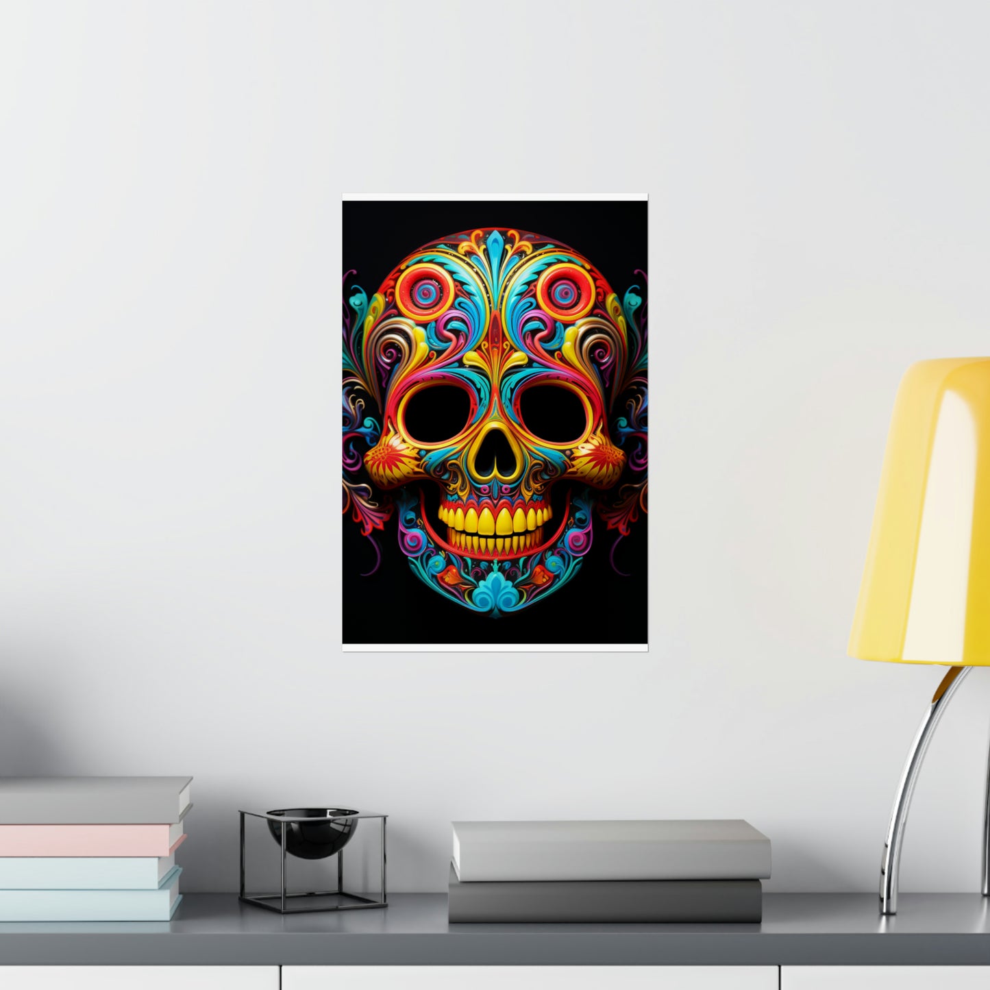 Premium Matte Vertical Posters Macro Skull Color 1