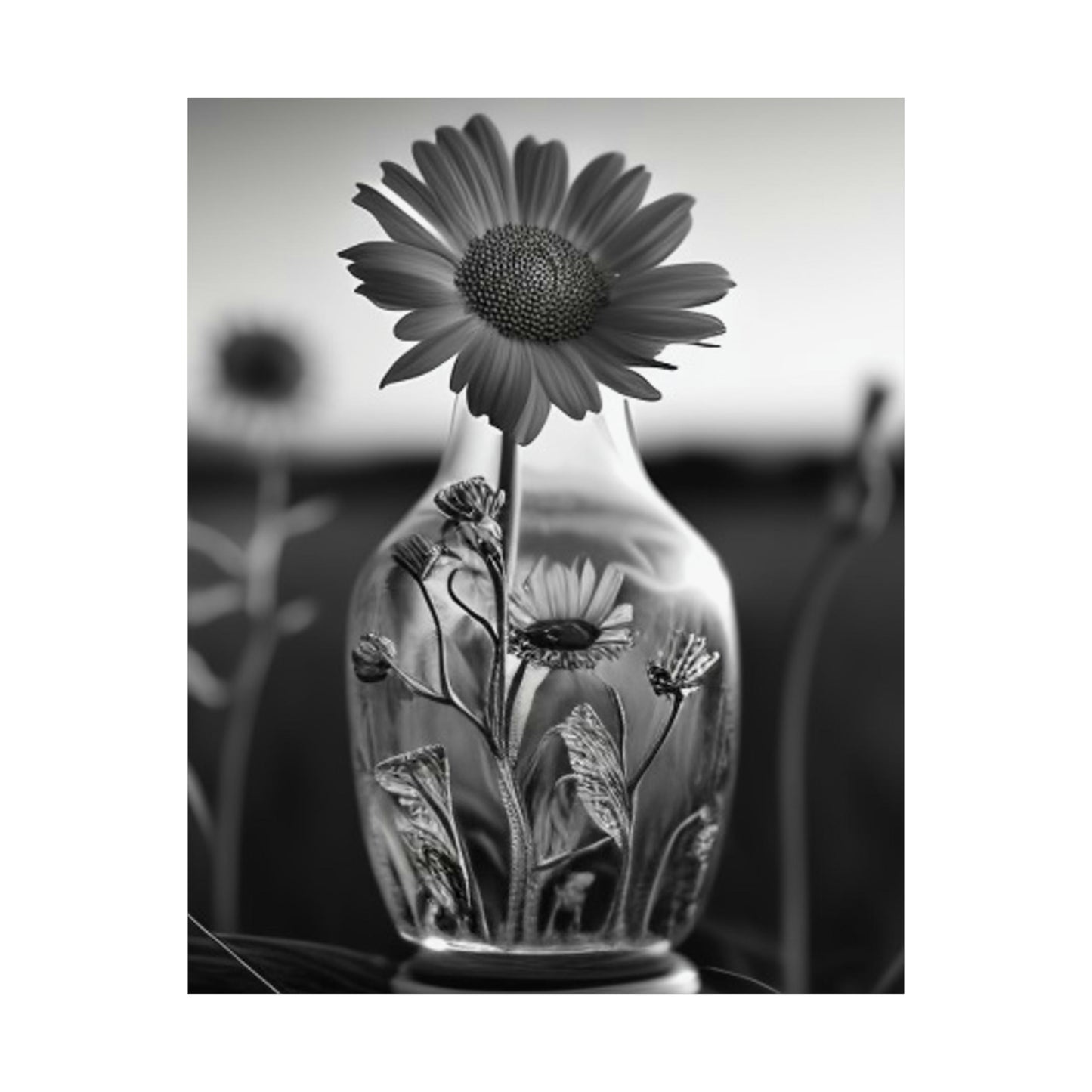 Premium Matte Vertical Posters Yellw Sunflower in a vase 2