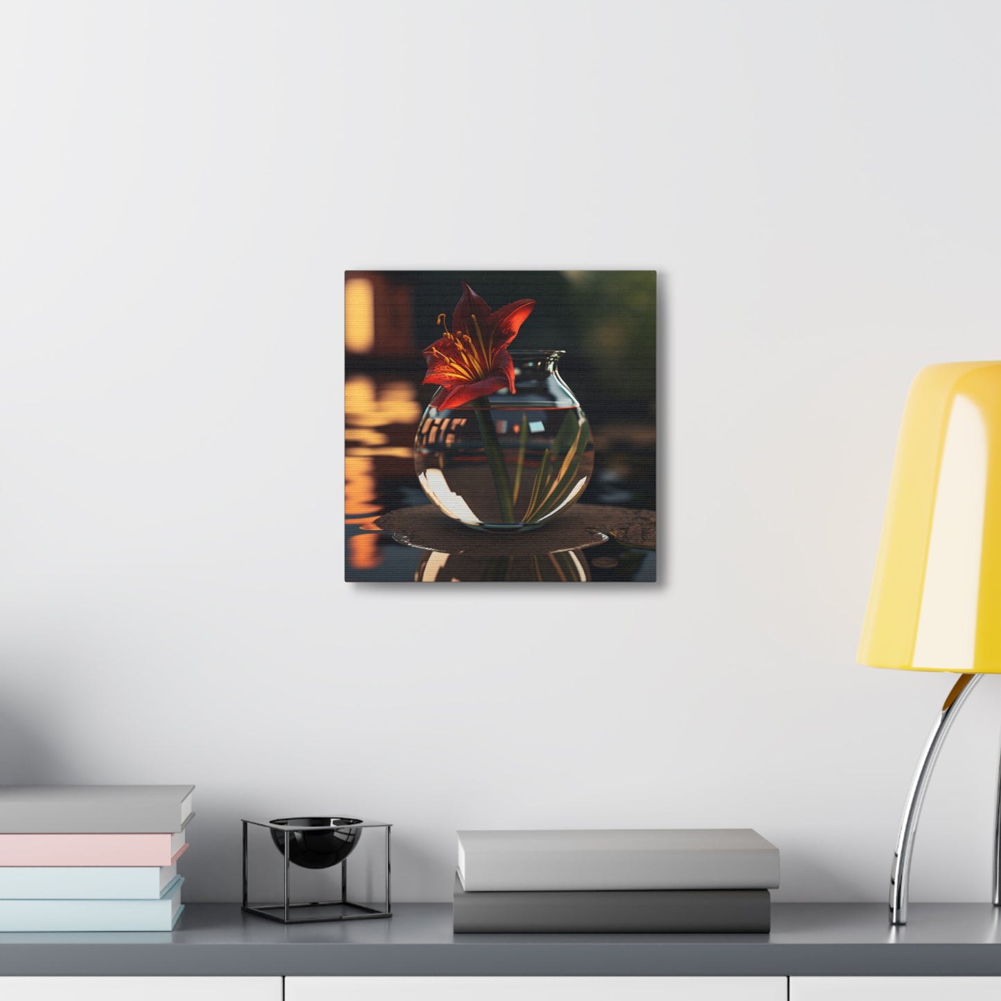 Canvas Gallery Wraps Red Lily in a Glass vase 2