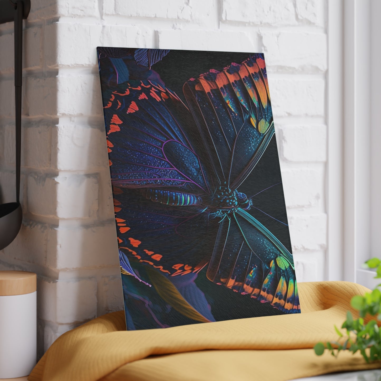 Glass Cutting Board Hue Neon Butterfly 3