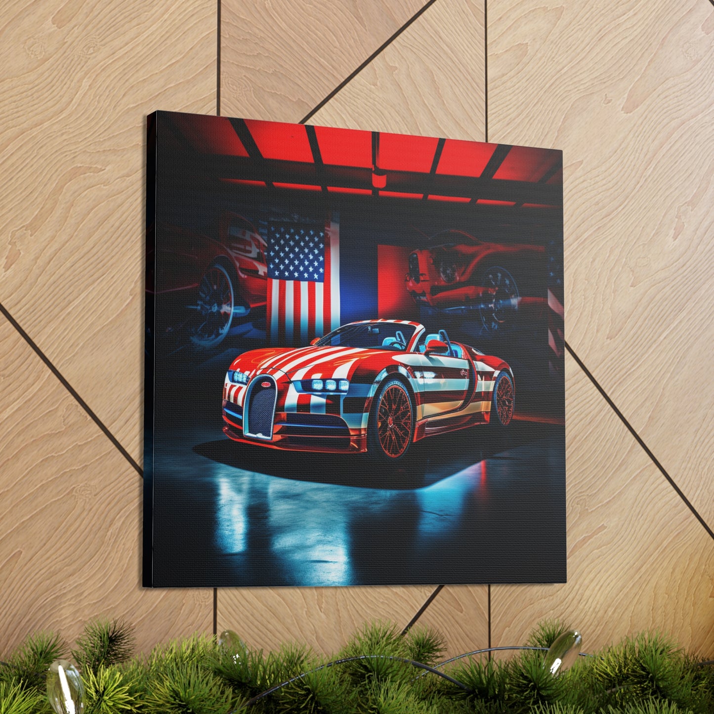 Canvas Gallery Wraps Macro Bugatti American Flag 2