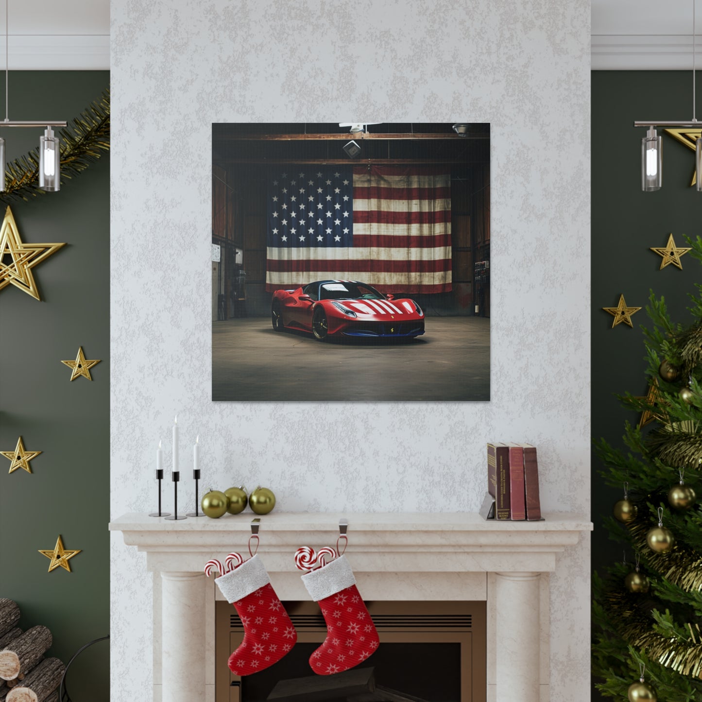 Canvas Gallery Wraps American Flag Farrari 4