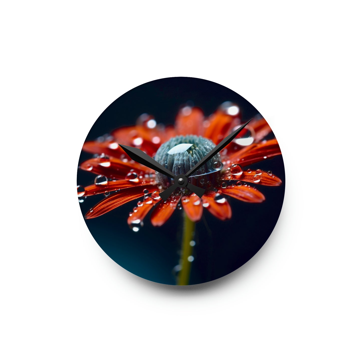 Acrylic Wall Clock Water drop Macro Flower 1