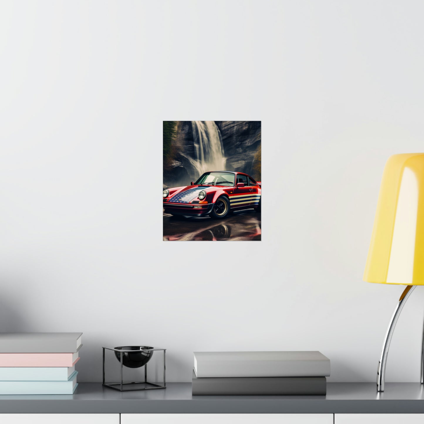 Premium Matte Vertical Posters American Flag Porsche Abstract 1