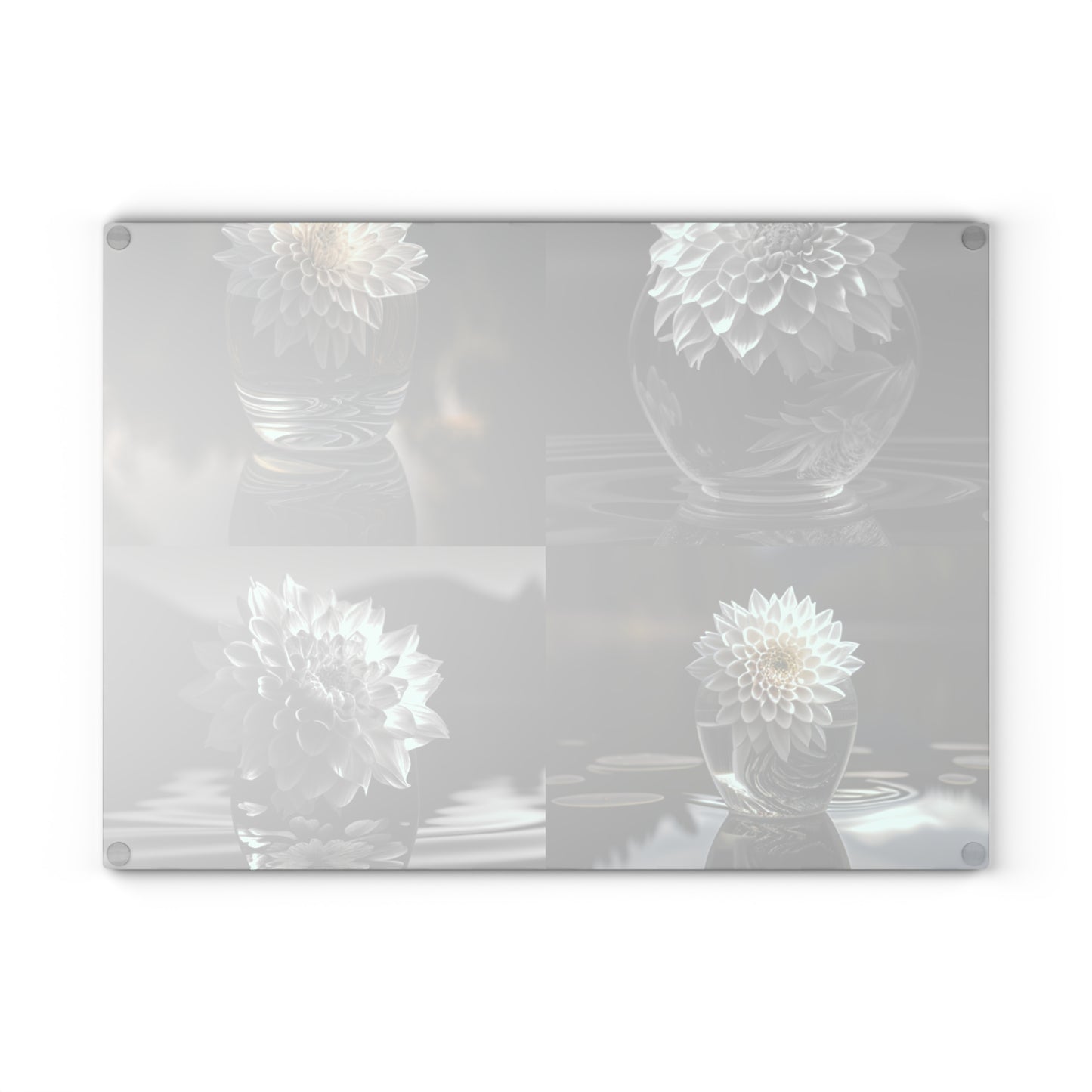 Glass Cutting Board White Dahlia 5