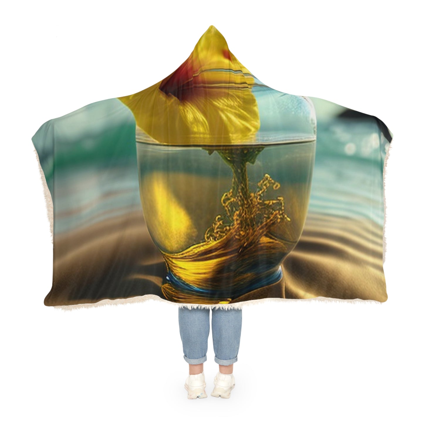 Snuggle Hooded Blanket Yellow Hibiscus glass 1