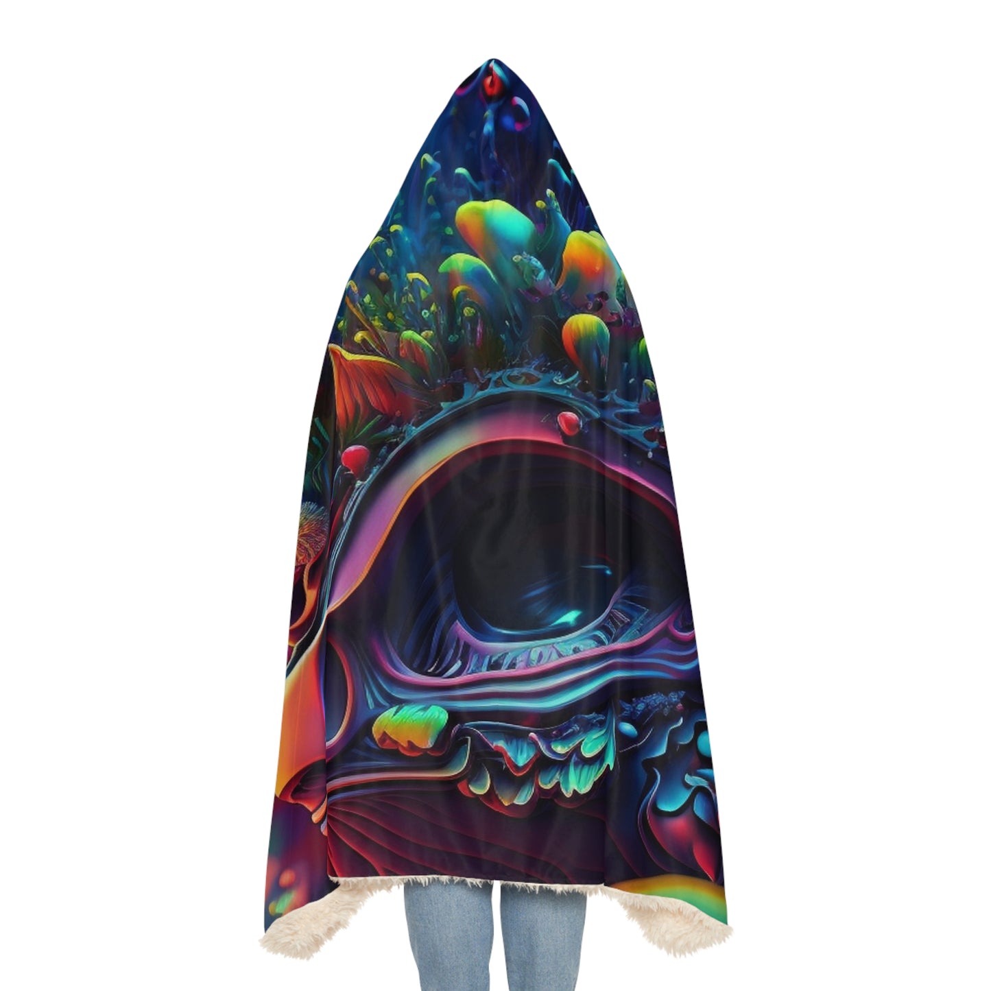 Snuggle Hooded Blanket Florescent Skull Death 2