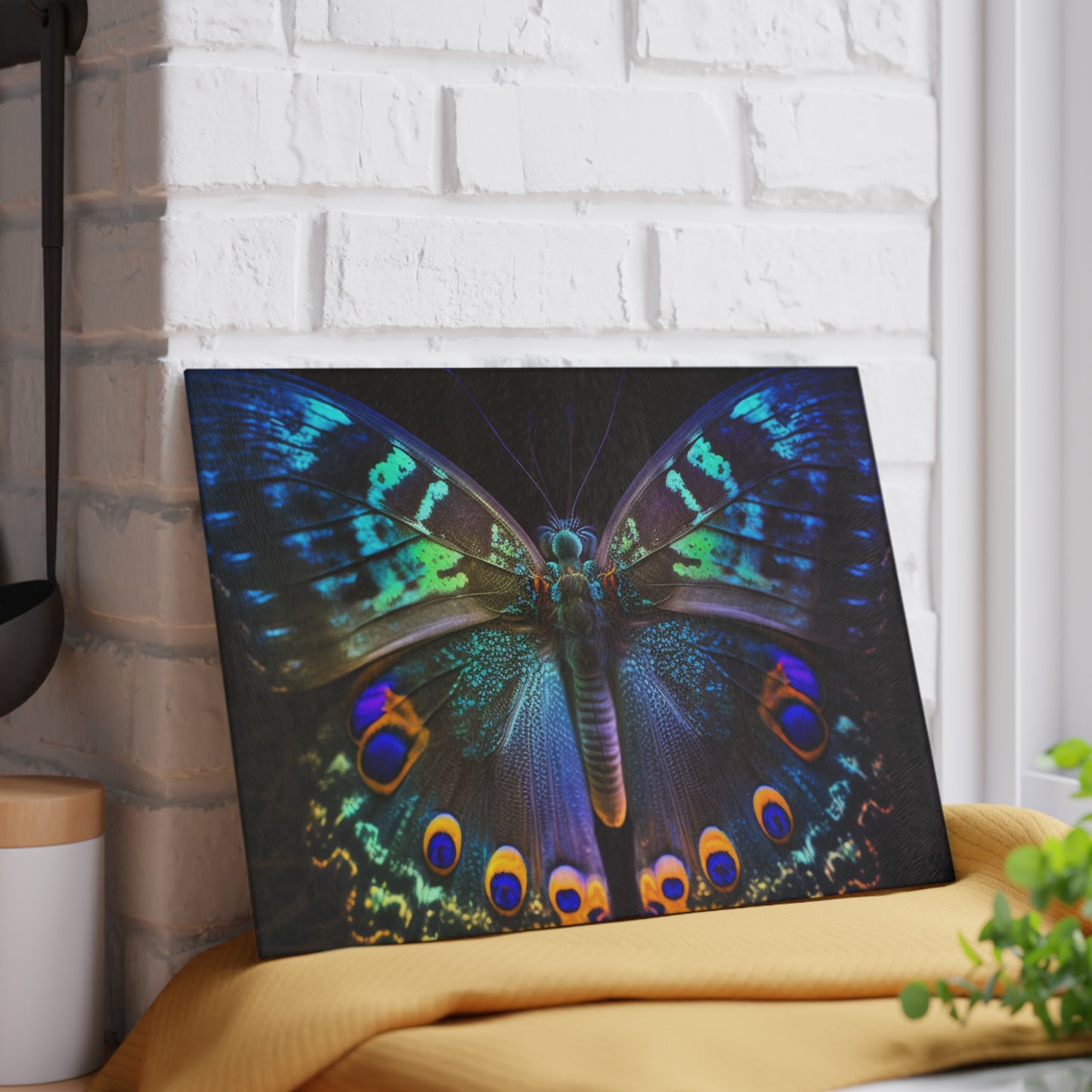 Glass Cutting Board Neon Hue Butterfly 3