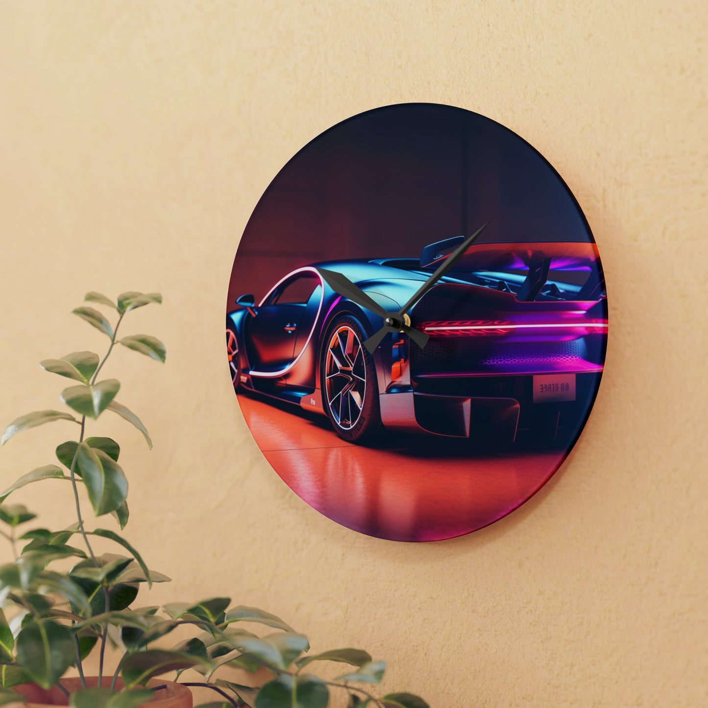 Acrylic Wall Clock Hyper Bugatti Neon Chiron 2