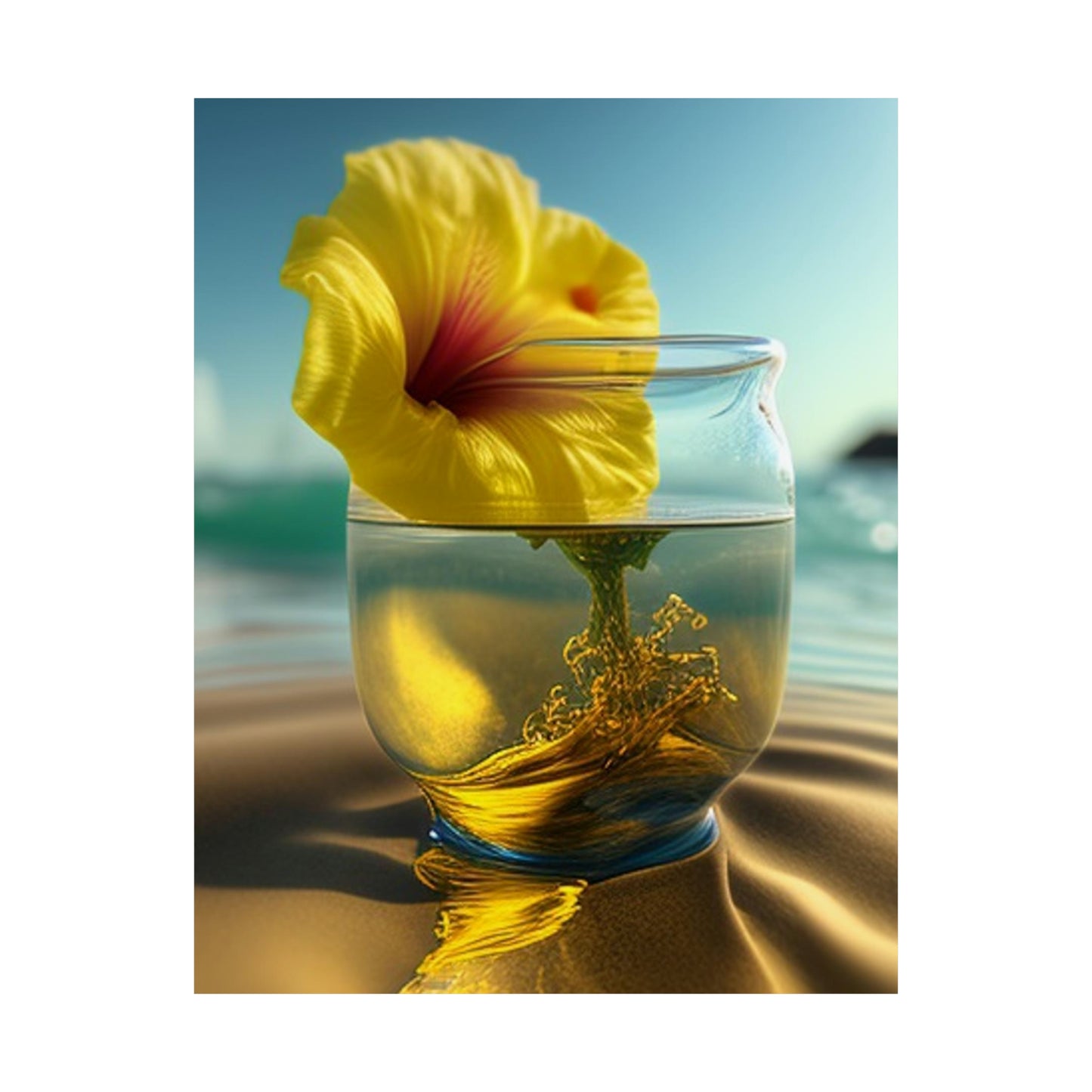 Premium Matte Vertical Posters Yellow Hibiscus glass 1