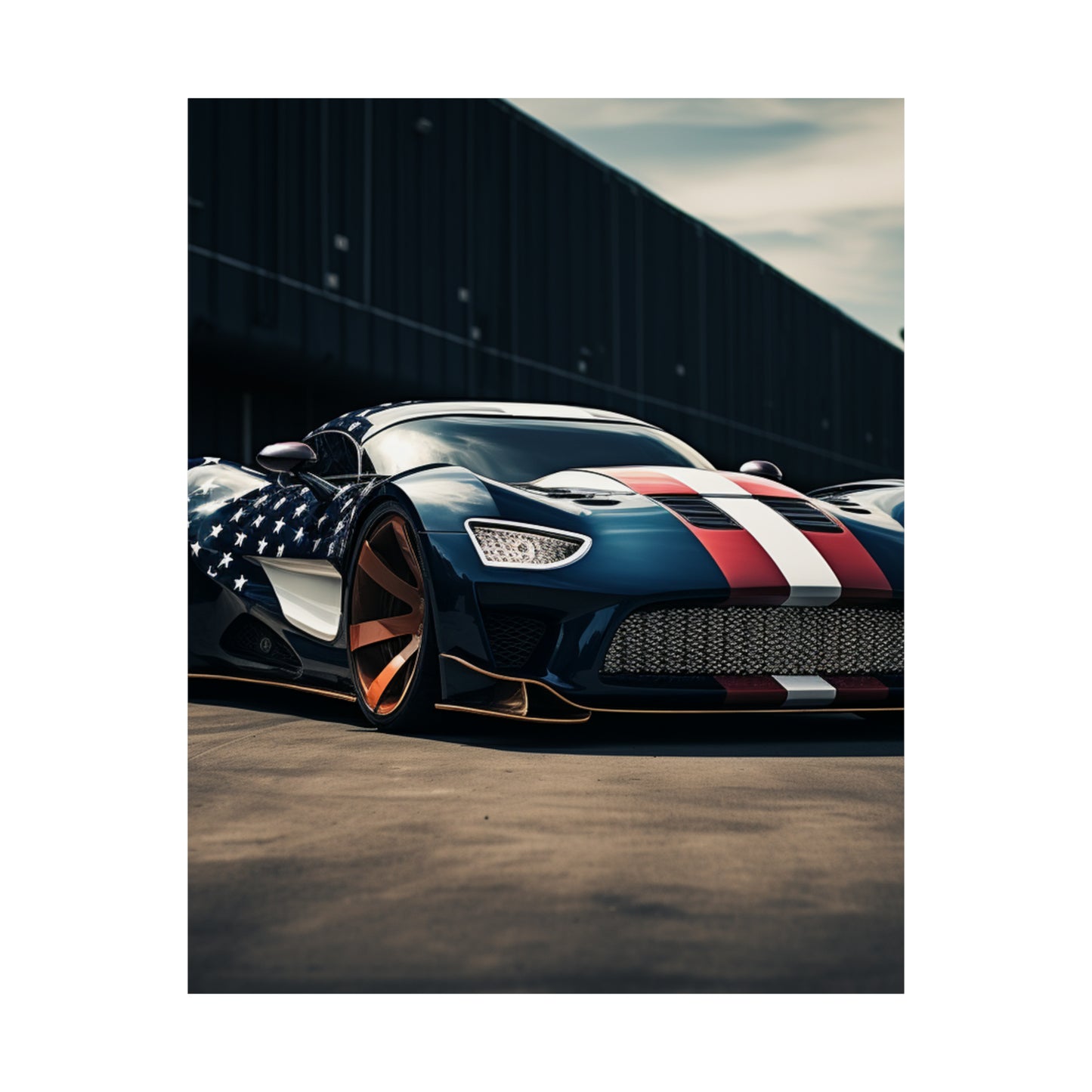 Premium Matte Vertical Posters Bugatti Flag American 2