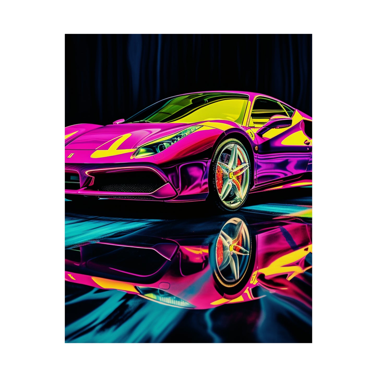 Premium Matte Vertical Posters Pink Ferrari Macro 3