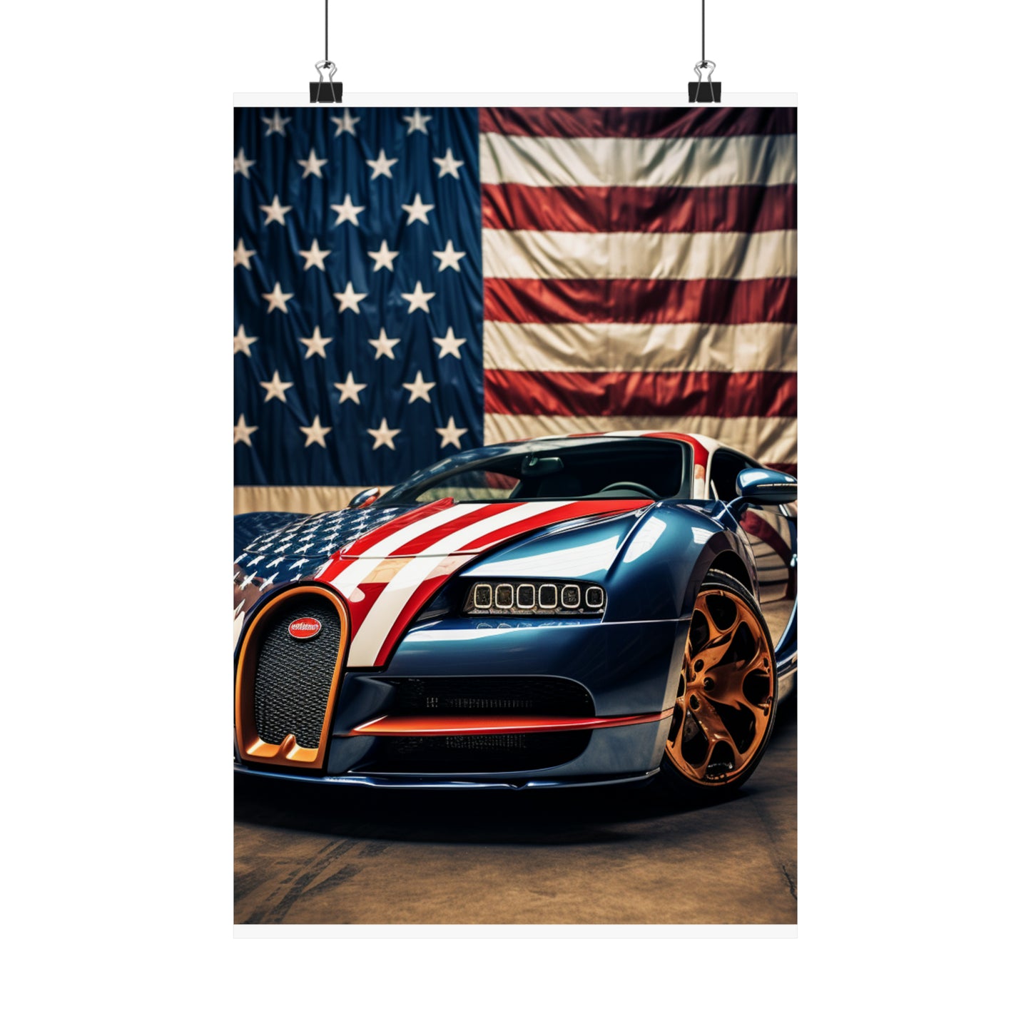 Premium Matte Vertical Posters Bugatti Flag American 4