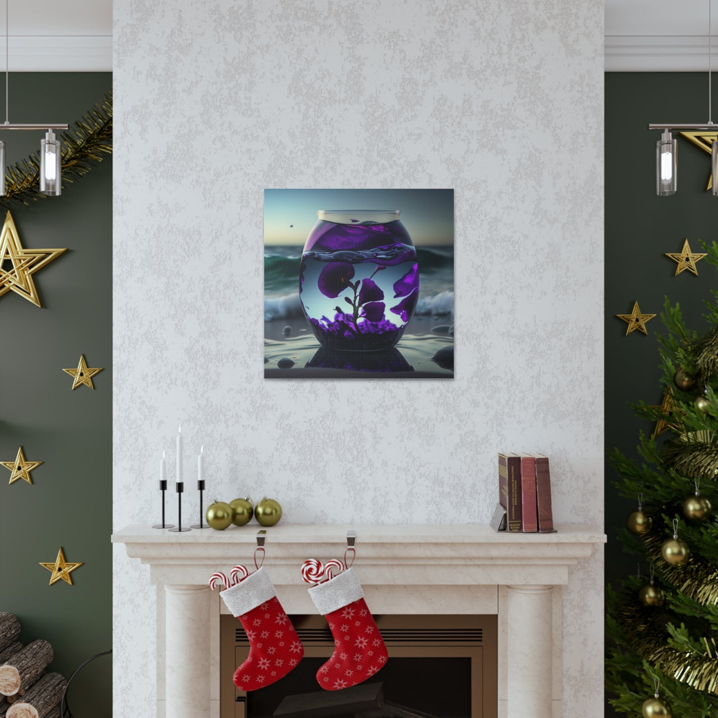Canvas Gallery Wraps Purple Sweet pea in a vase 4