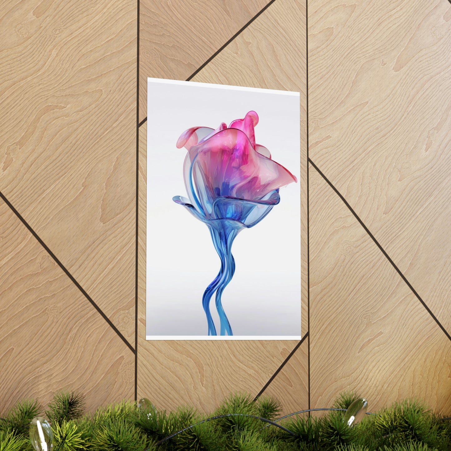 Premium Matte Vertical Posters Pink & Blue Tulip Rose 4