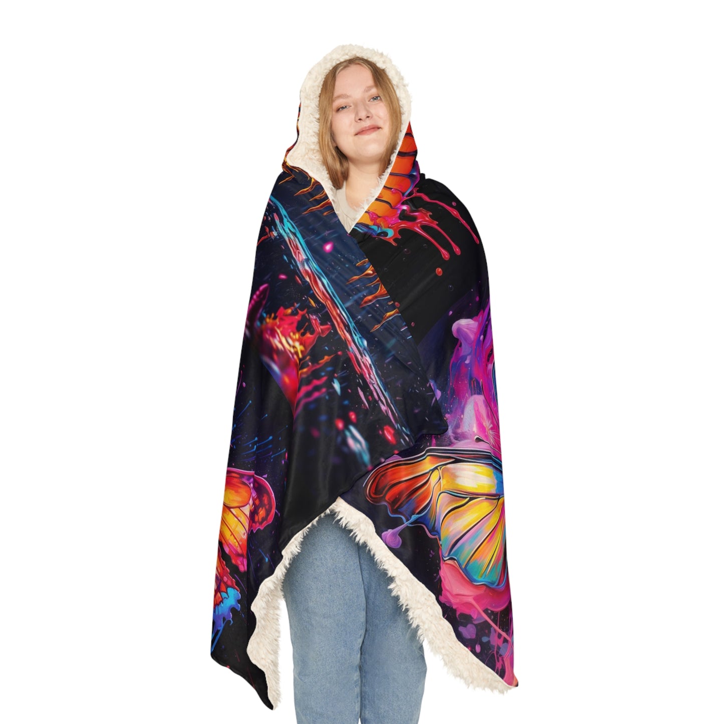 Snuggle Hooded Blanket Pink Butterfly Flair 5