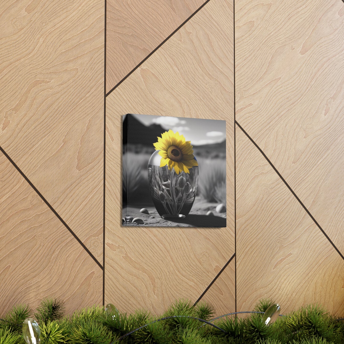 Canvas Gallery Wraps Yellw Sunflower in a vase 3