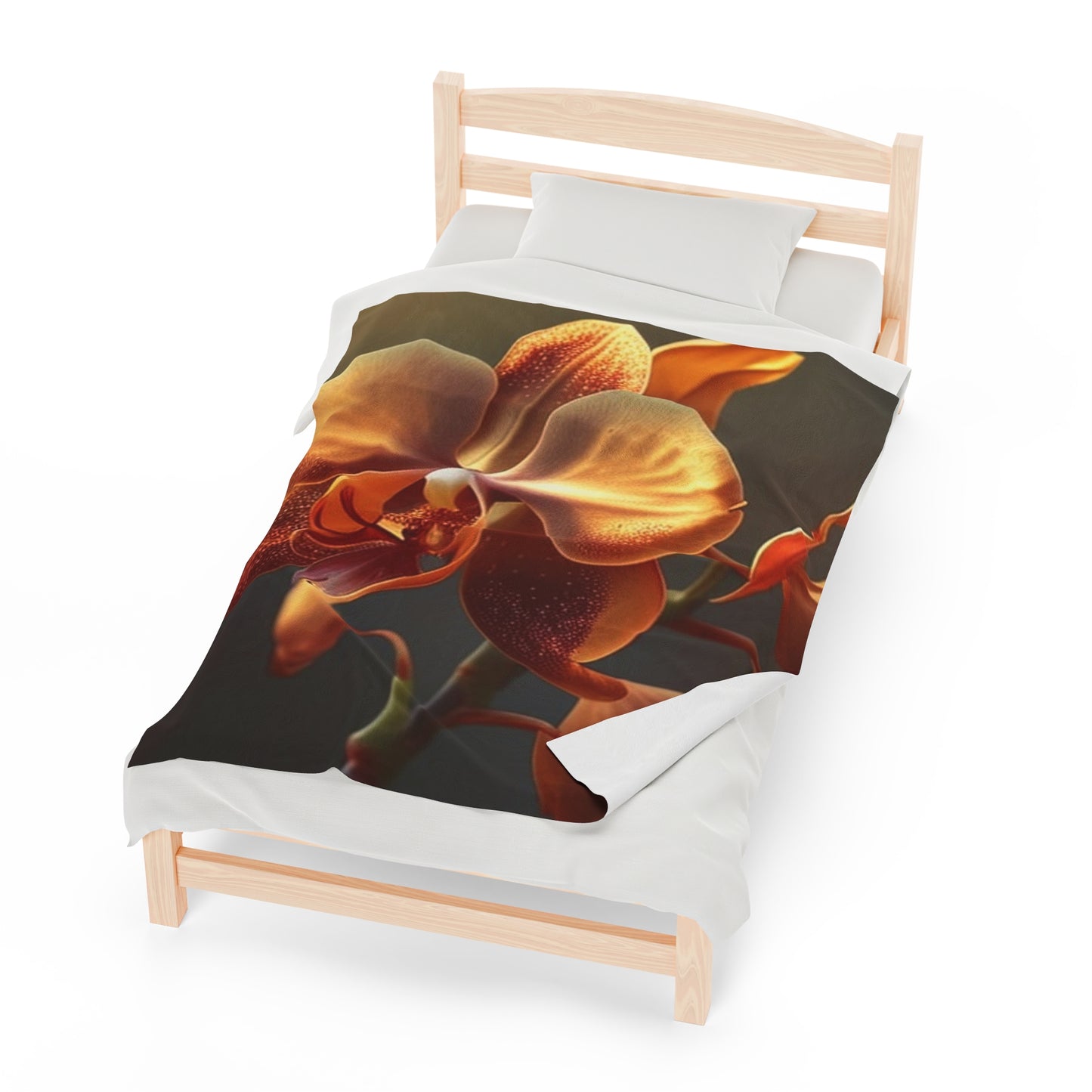 Velveteen Plush Blanket Orange Orchid 1