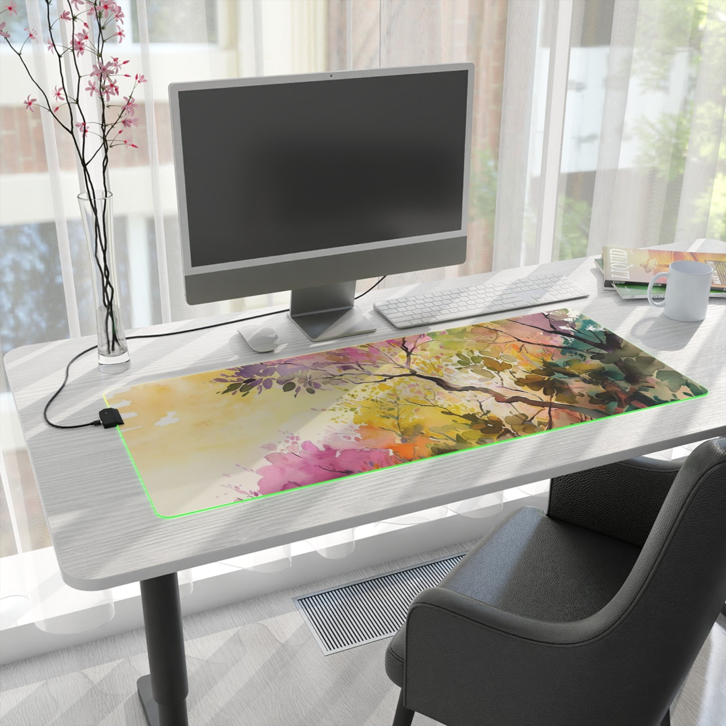 LED Gaming Mouse Pad Mother Nature Bright Spring Colors Realistic Watercolor 2