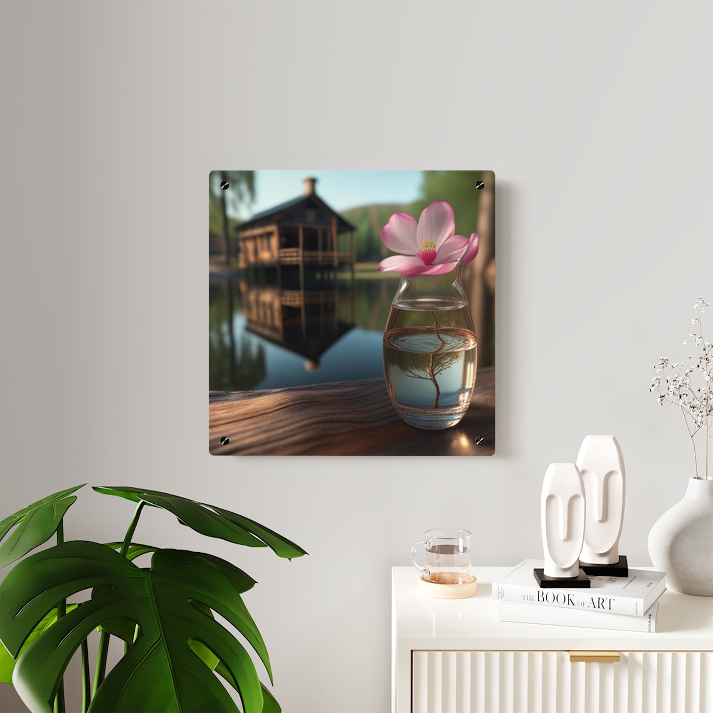 Acrylic Wall Art Panels Magnolia in a Glass vase 1