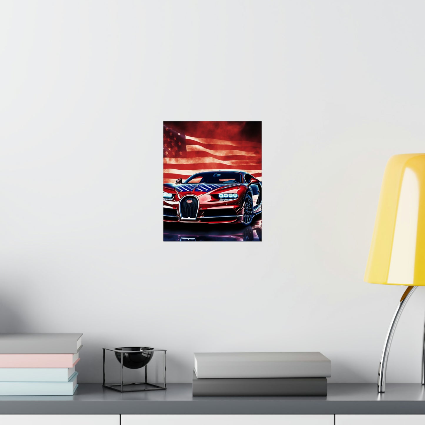 Premium Matte Vertical Posters Abstract American Flag Background Bugatti 3