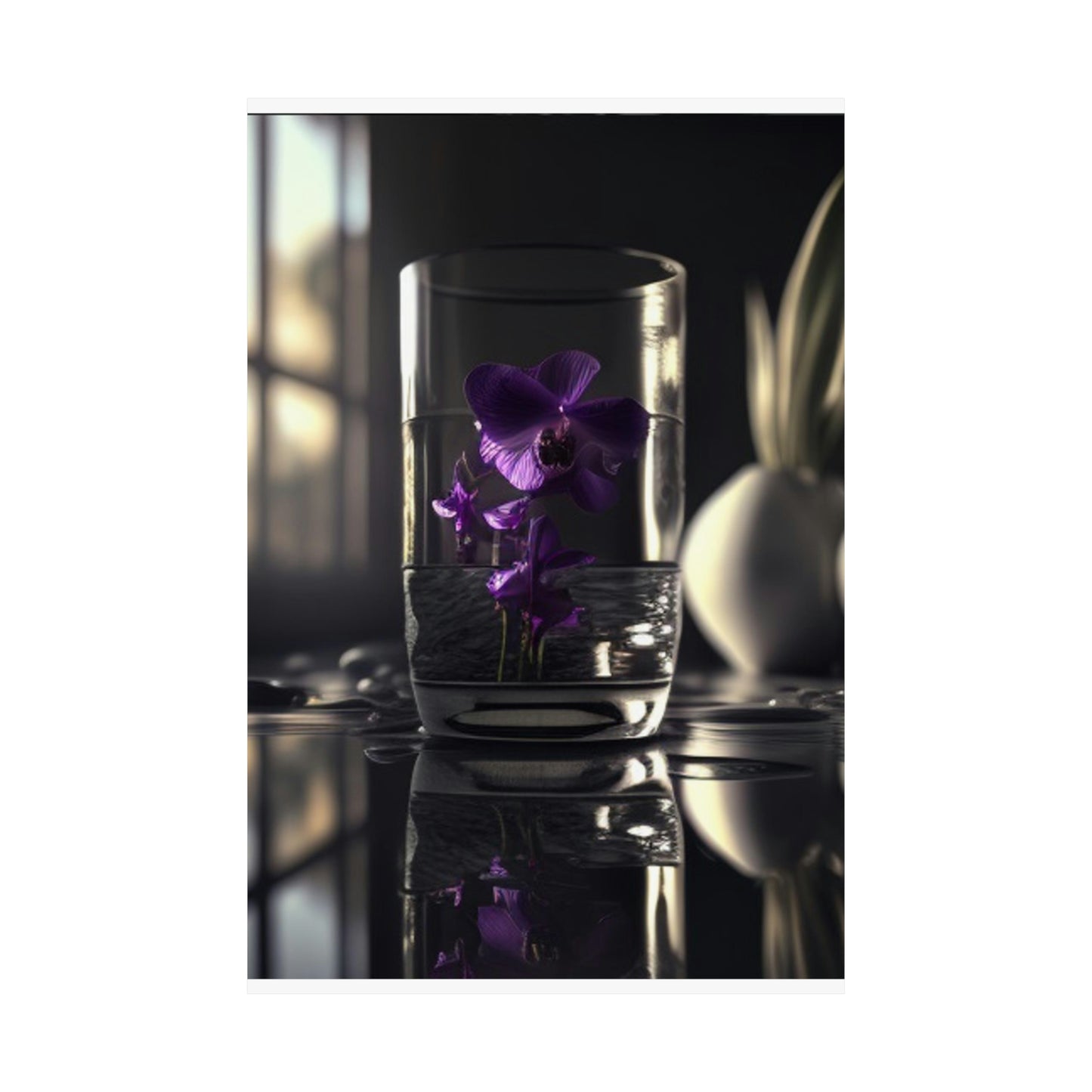 Premium Matte Vertical Posters Purple Orchid Glass vase 4