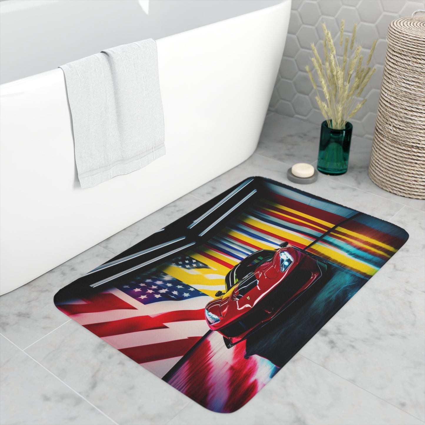 Memory Foam Bath Mat Macro Flag Ferrari 2