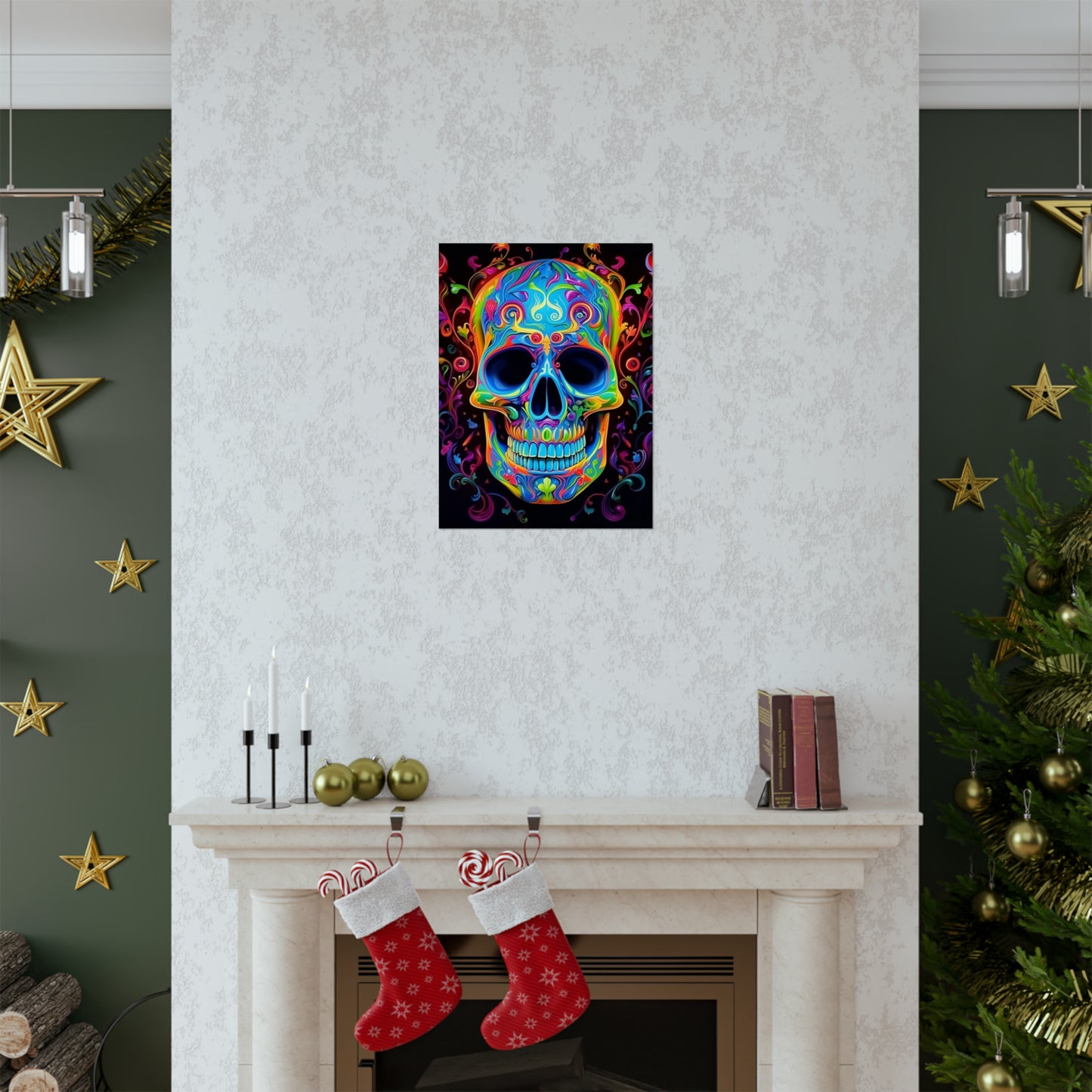 Premium Matte Vertical Posters Macro Skull Color 4