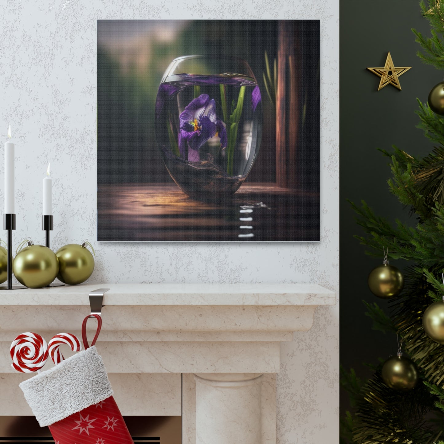 Canvas Gallery Wraps Purple Iris in a vase 4