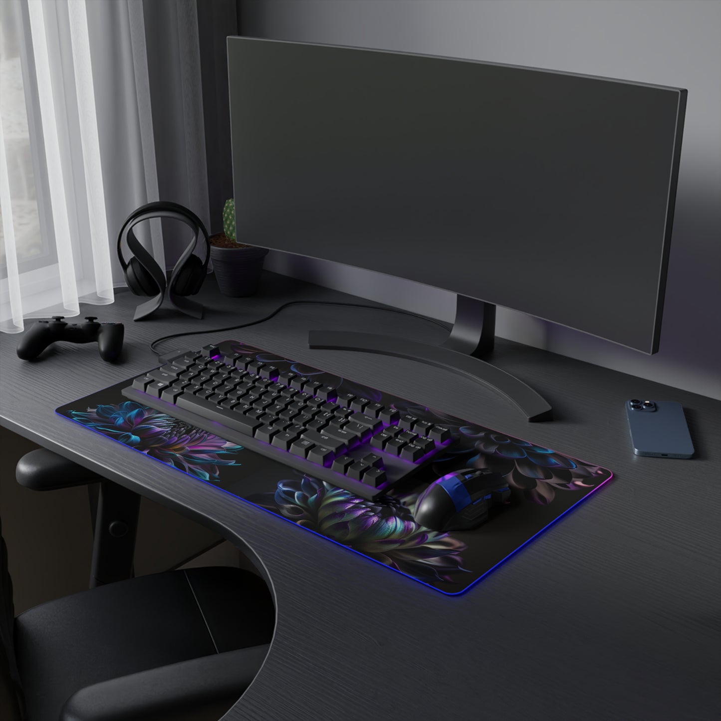 LED Gaming Mouse Pad Dahlia Purple 5