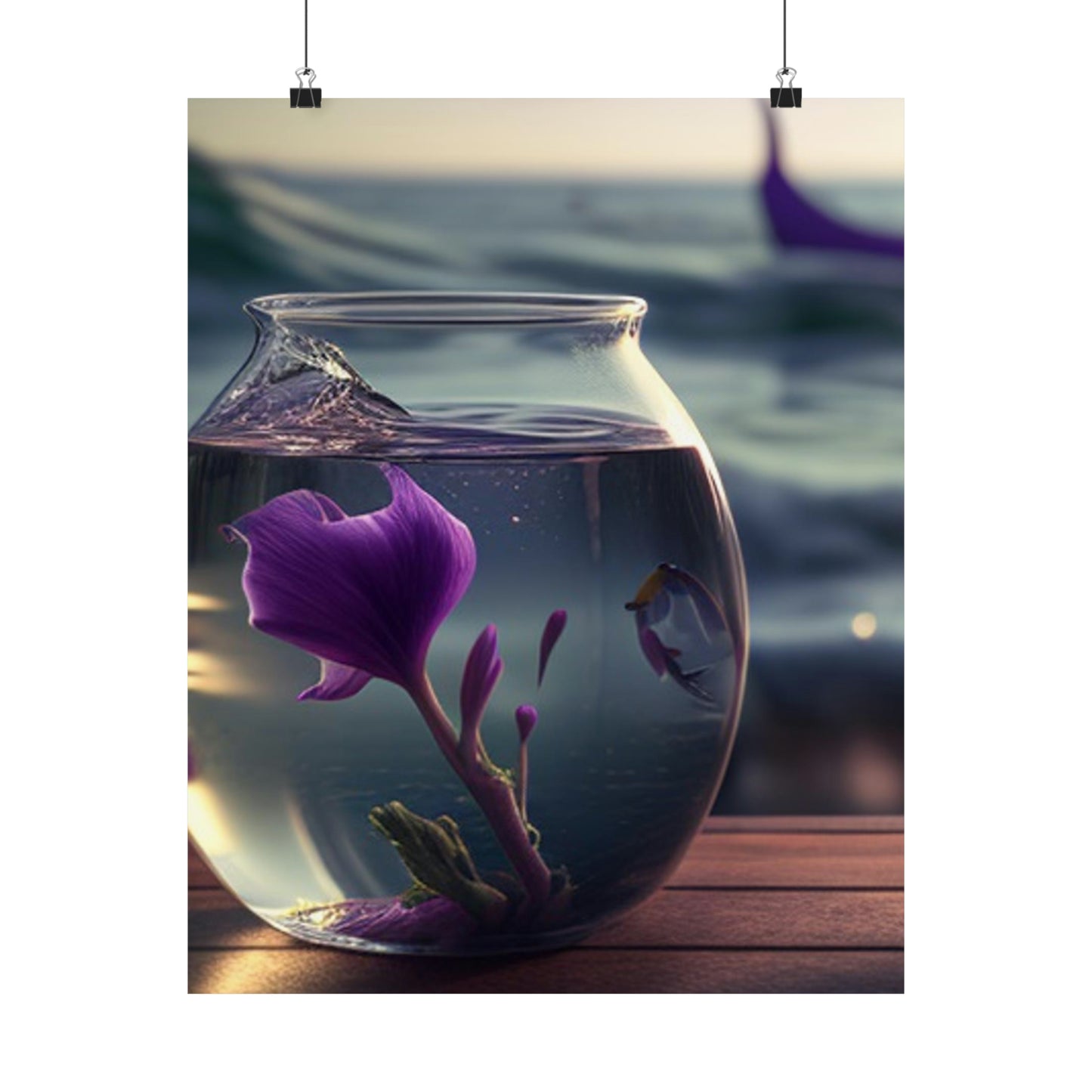 Premium Matte Vertical Posters Purple Sweet pea in a vase 1