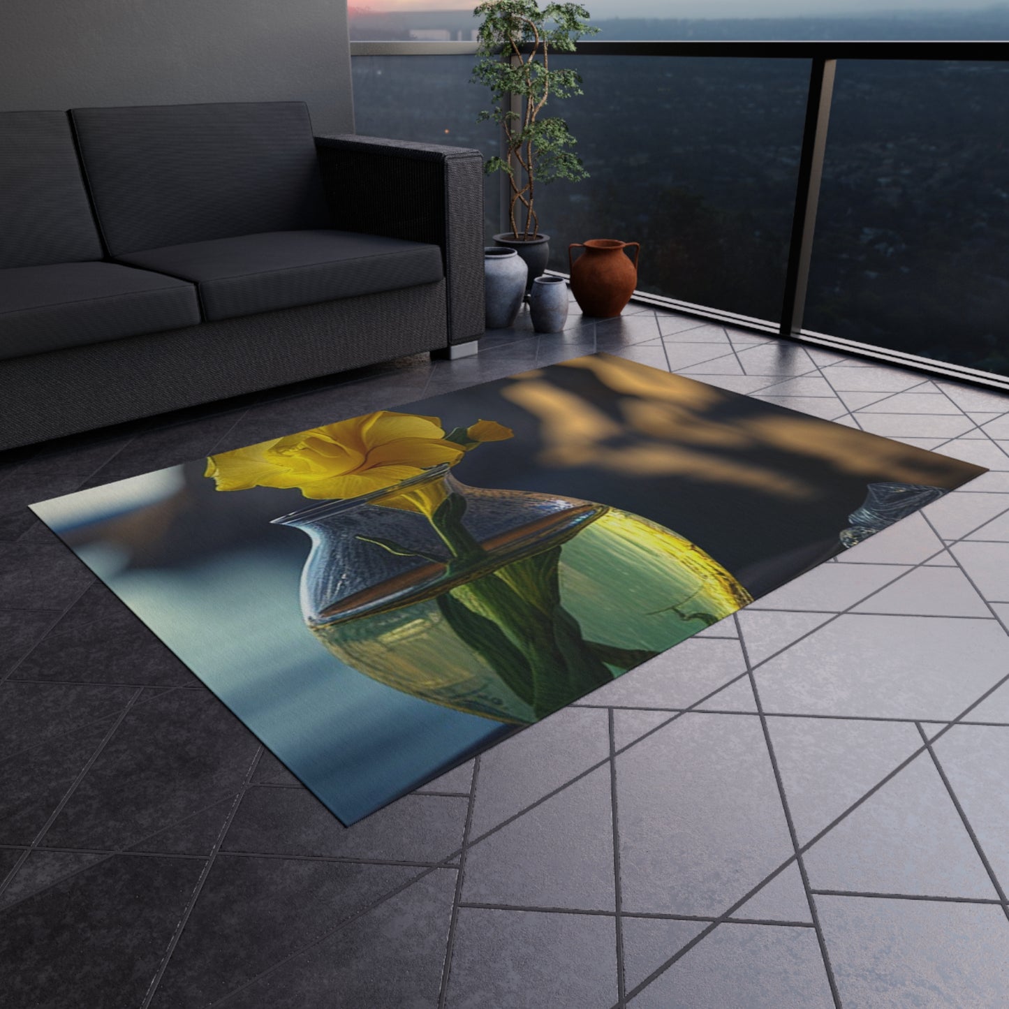 Outdoor Rug  Yellow Gladiolus glass 3