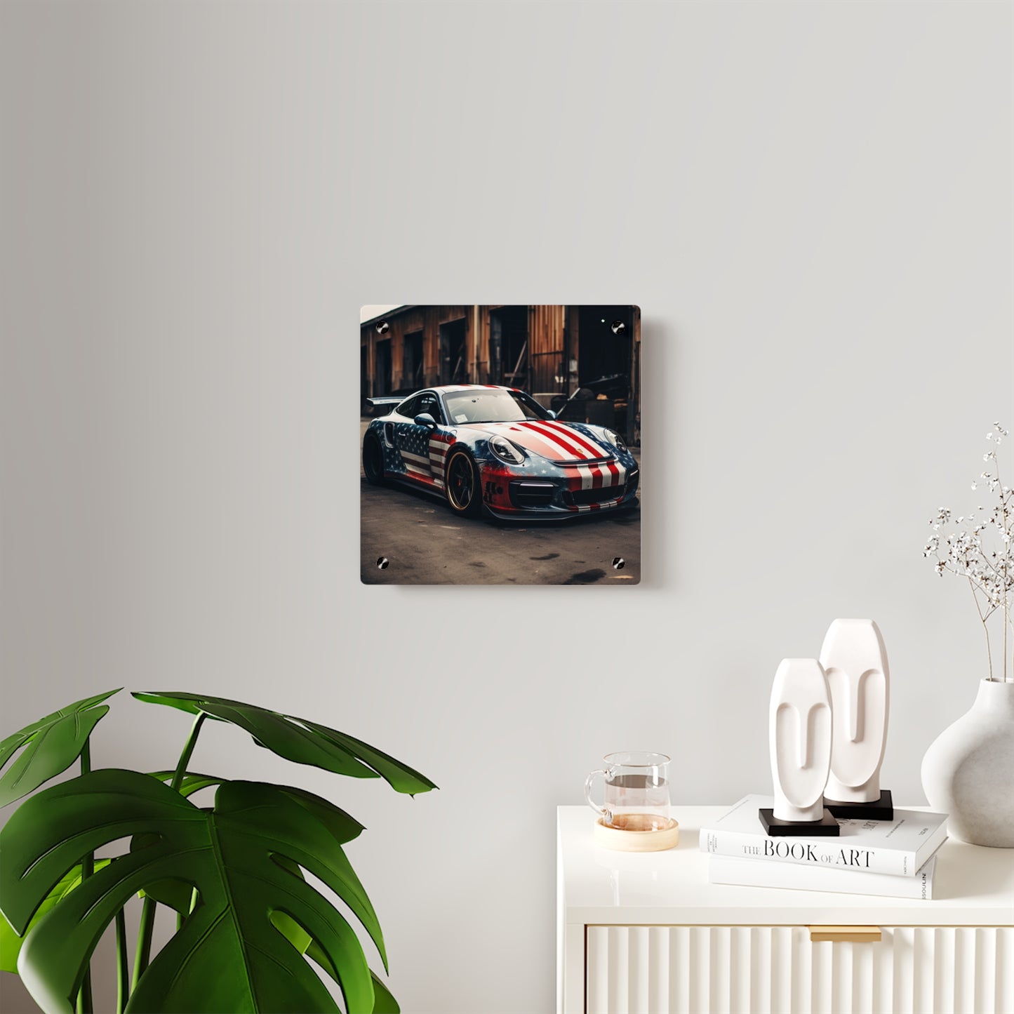 Acrylic Wall Art Panels American Flag Porsche 3