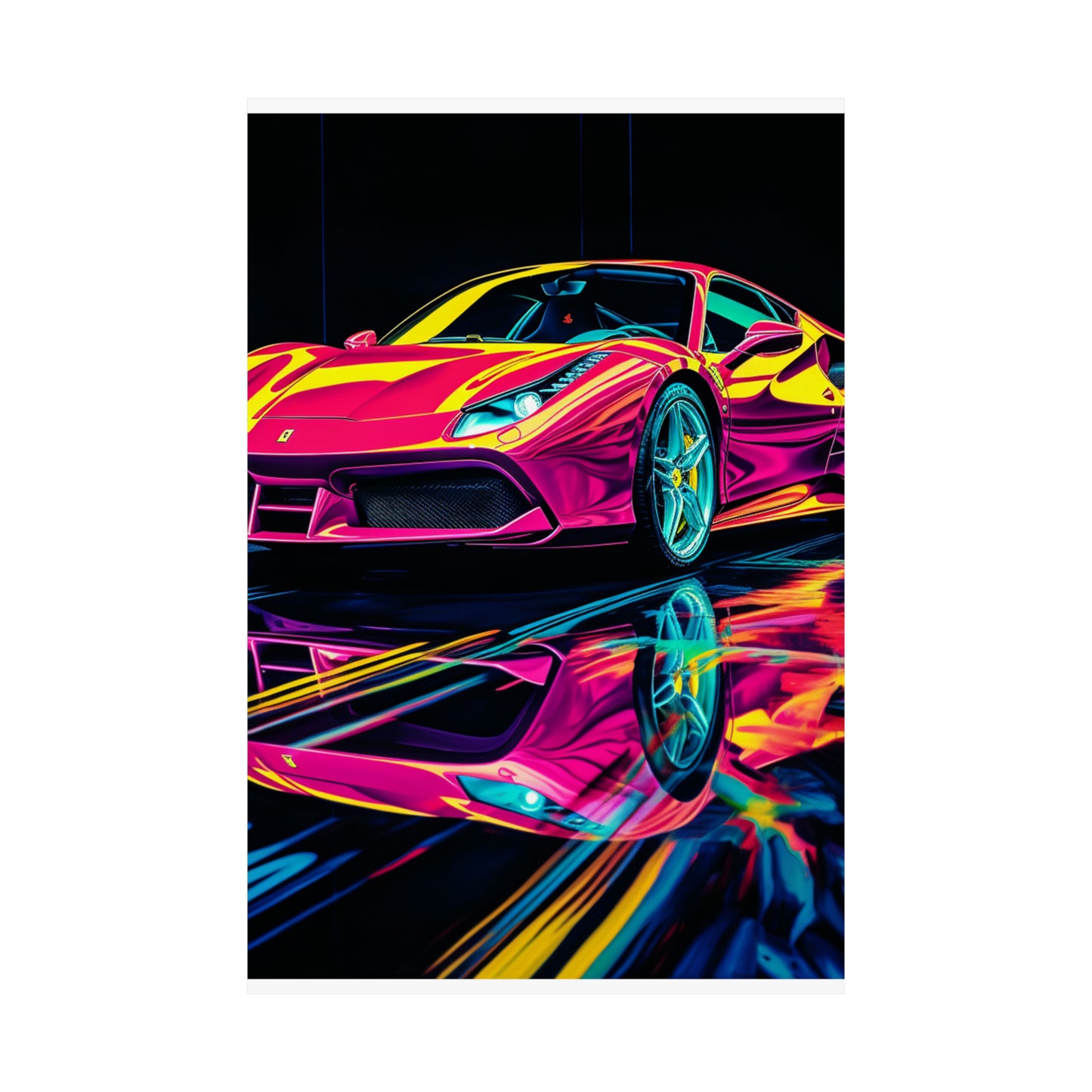 Premium Matte Vertical Posters Pink Ferrari Macro 1